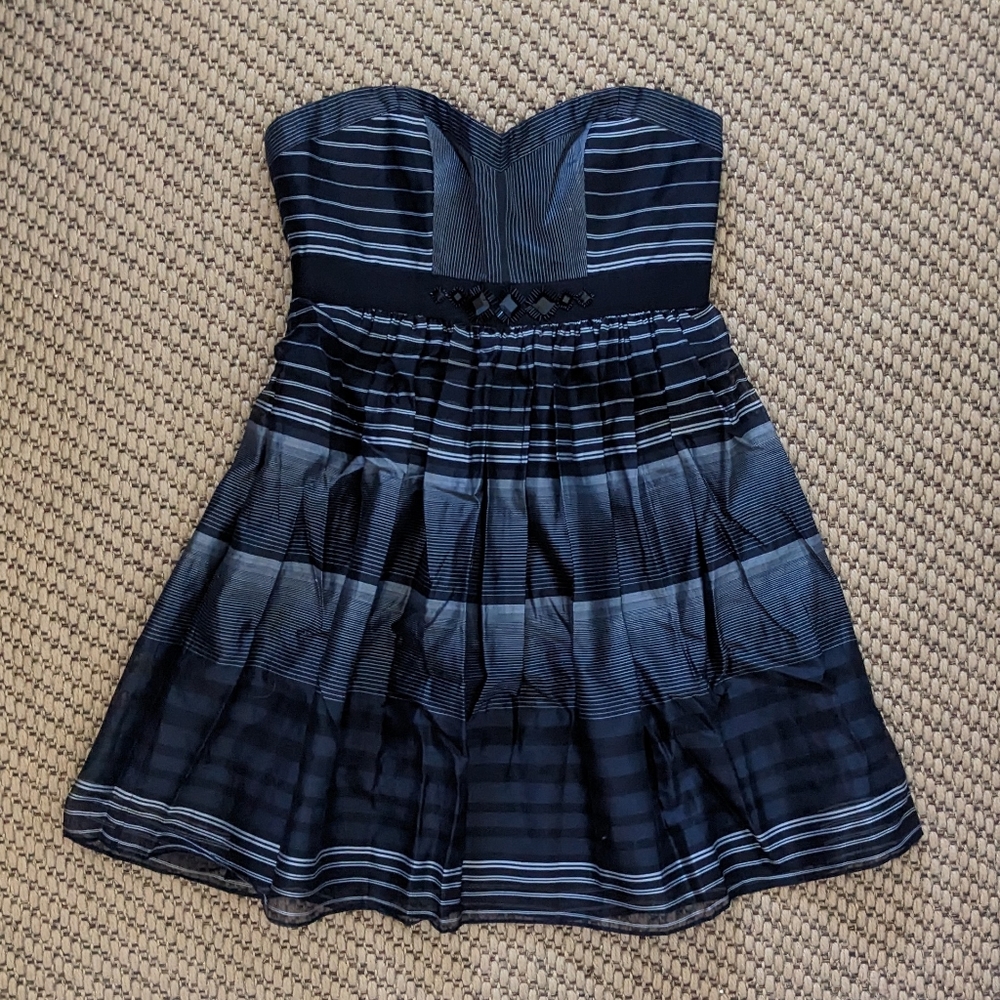 BCBGMaxAzria Strapless Black and Gray Dress